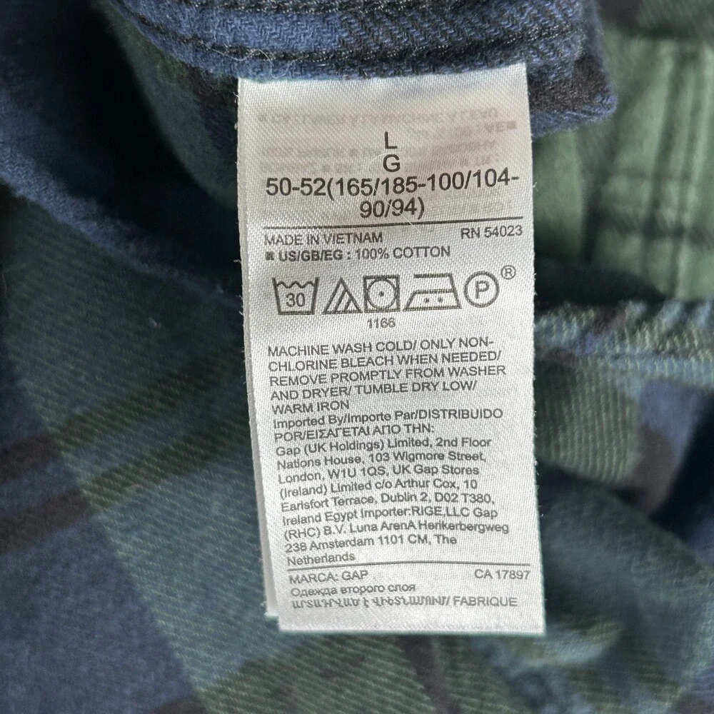 Gap Shirt Mens Large Plaid Gingham Button Down Lot of 2 Flannel Casual